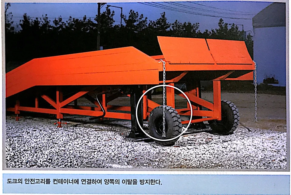 이동식도크 이동 바퀴와 수평 플랫폼 구조 안내 사진